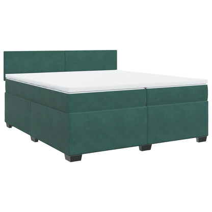 Boxspring met matras fluweel donkergroen 200x200 cm