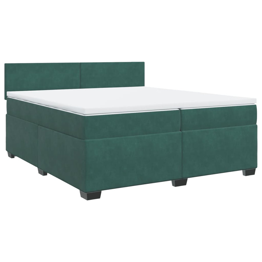 Boxspring met matras fluweel donkergroen 200x200 cm