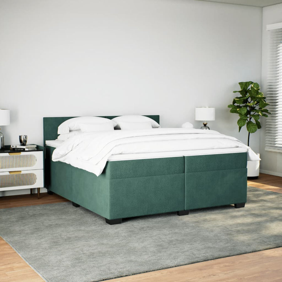 Boxspring met matras fluweel donkergroen 200x200 cm