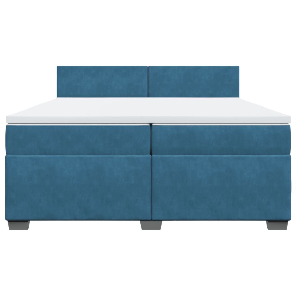 Boxspring met matras fluweel blauw 200x200 cm