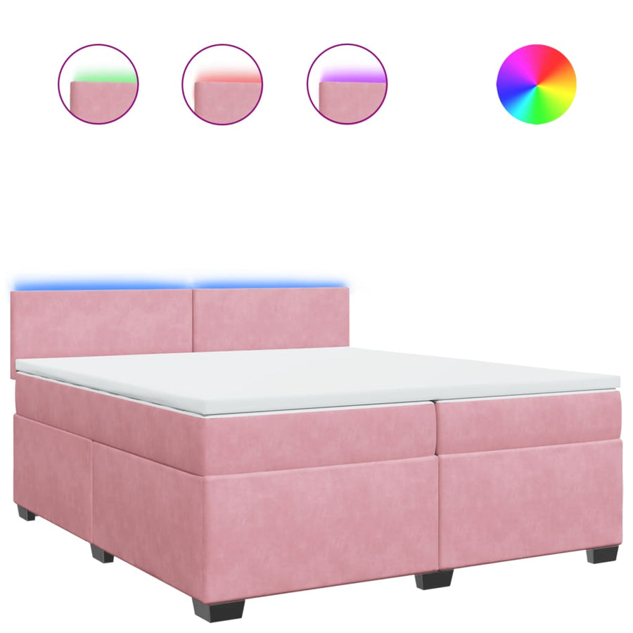 Boxspring met matras fluweel roze 200x200 cm