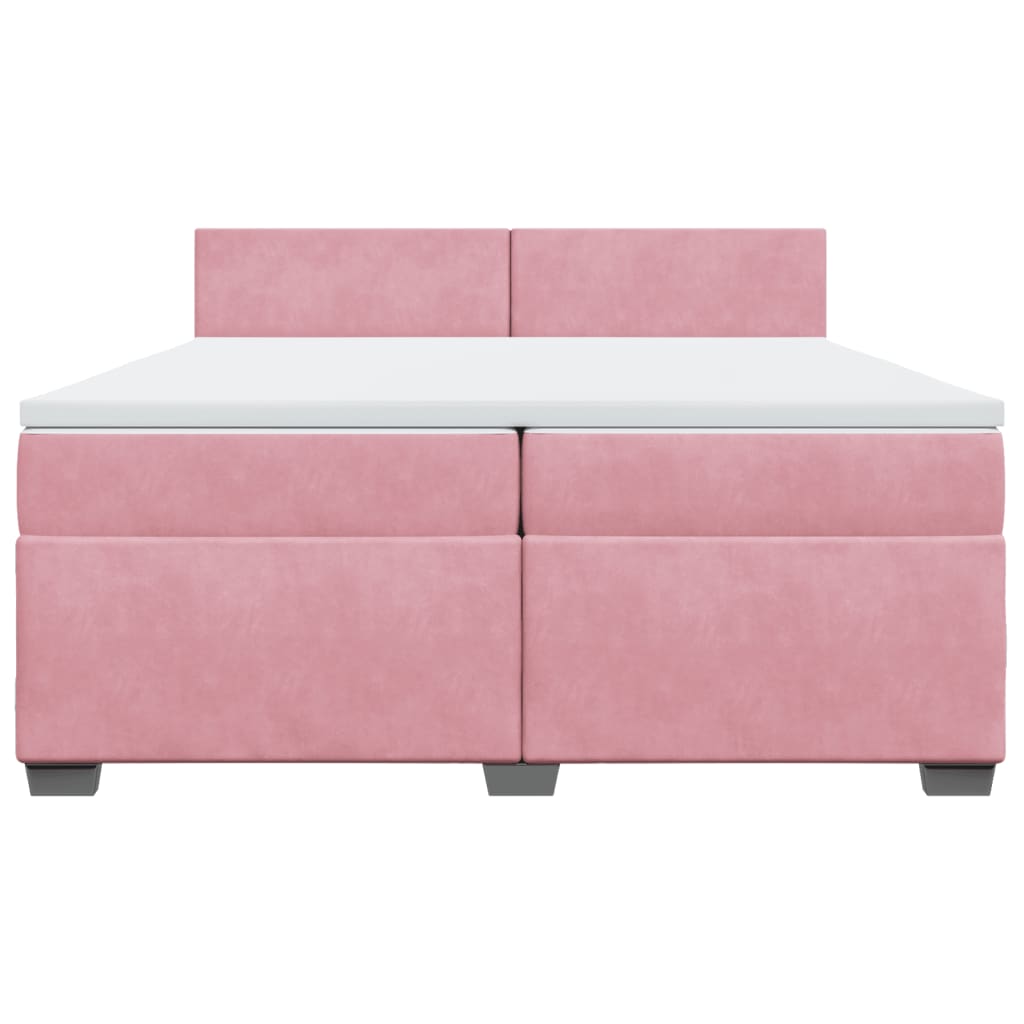 Boxspring met matras fluweel roze 200x200 cm