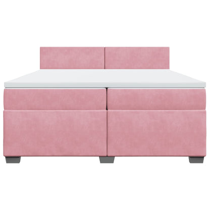 Boxspring met matras fluweel roze 200x200 cm
