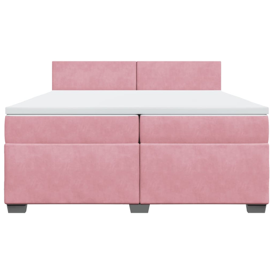 Boxspring met matras fluweel roze 200x200 cm