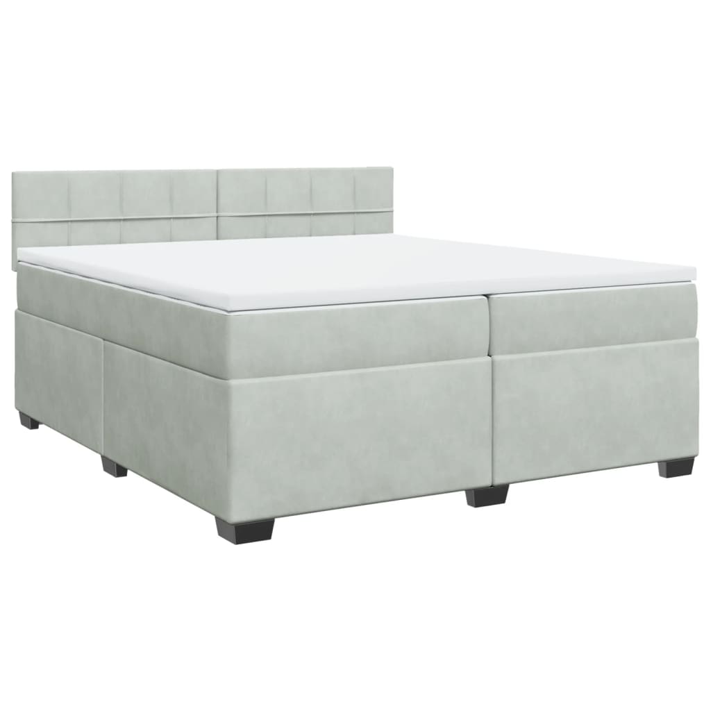 Boxspring met matras fluweel lichtgrijs 200x200 cm