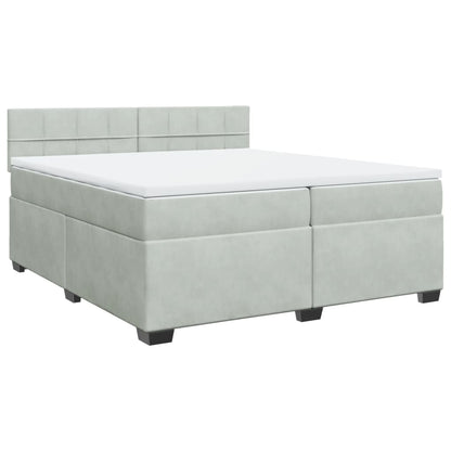 Boxspring met matras fluweel lichtgrijs 200x200 cm