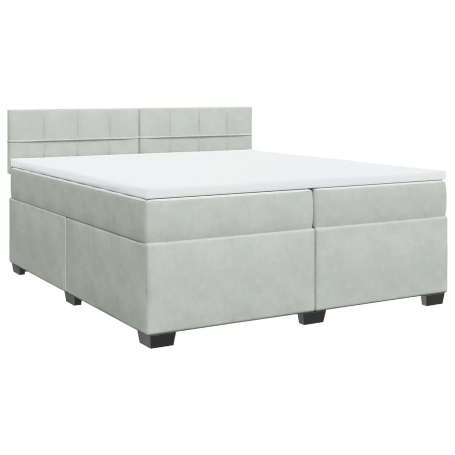 Boxspring met matras fluweel lichtgrijs 200x200 cm