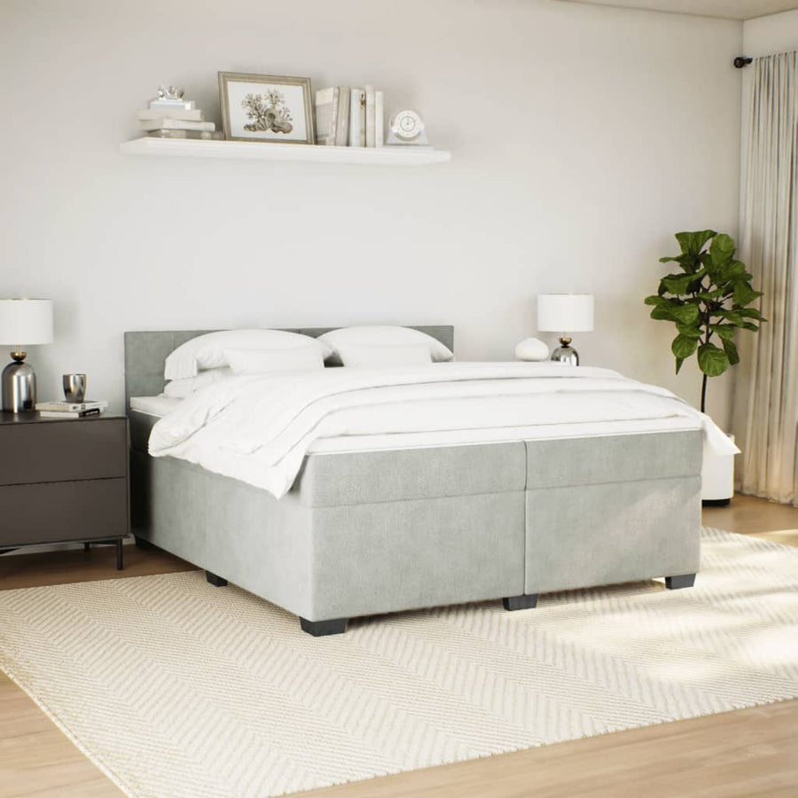 Boxspring met matras fluweel lichtgrijs 200x200 cm