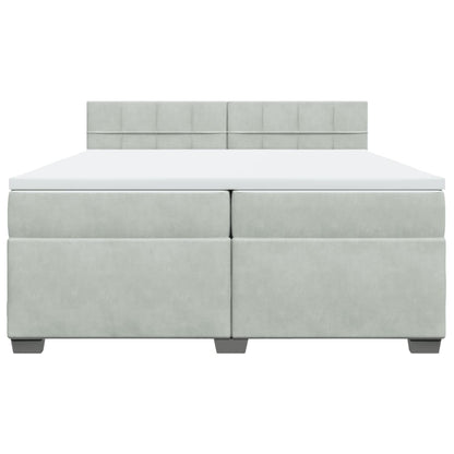 Boxspring met matras fluweel lichtgrijs 200x200 cm