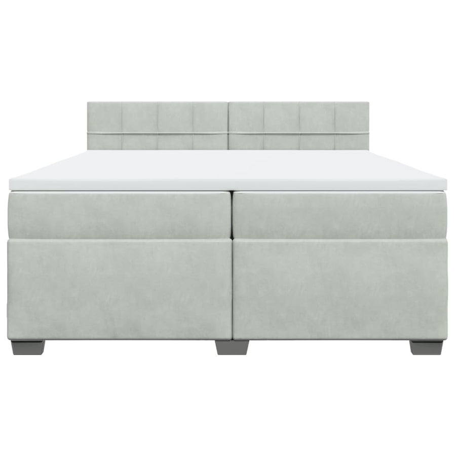 Boxspring met matras fluweel lichtgrijs 200x200 cm
