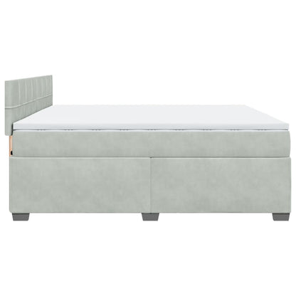 Boxspring met matras fluweel lichtgrijs 200x200 cm
