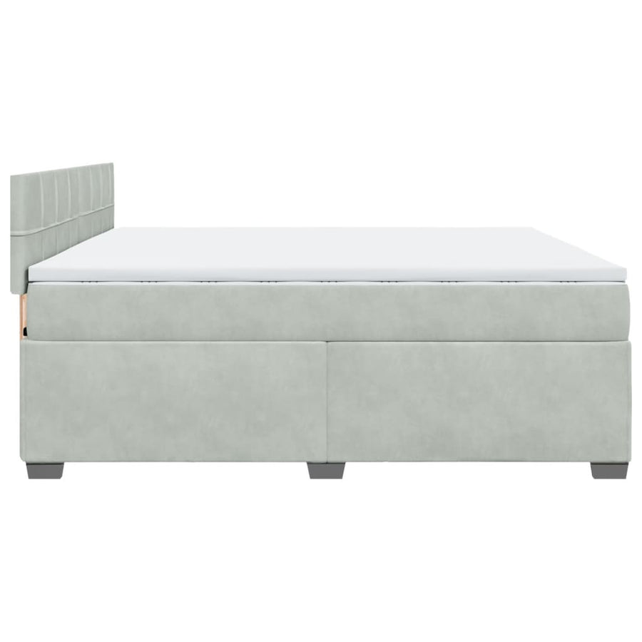 Boxspring met matras fluweel lichtgrijs 200x200 cm