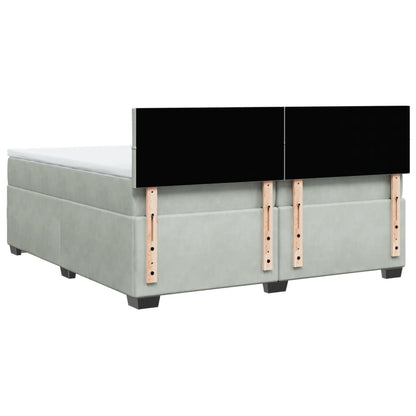 Boxspring met matras fluweel lichtgrijs 200x200 cm