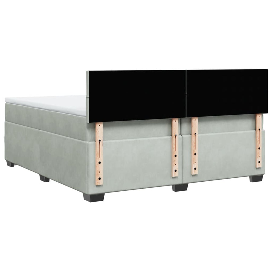 Boxspring met matras fluweel lichtgrijs 200x200 cm