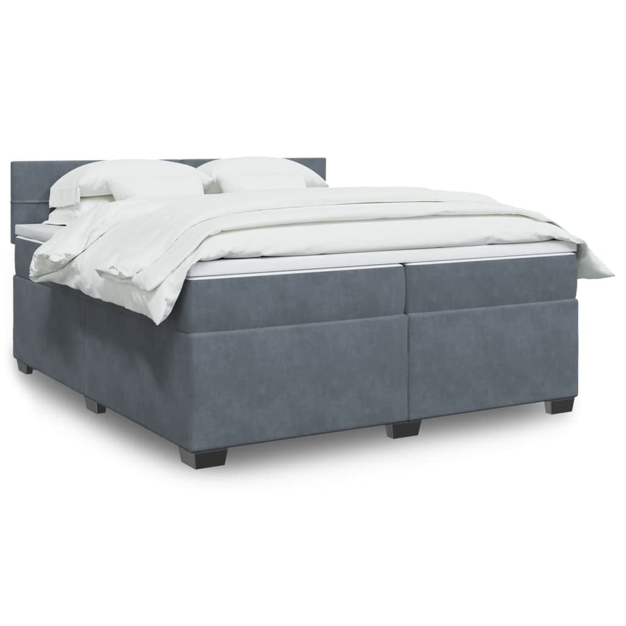 Boxspring met matras fluweel donkergrijs 200x200 cm