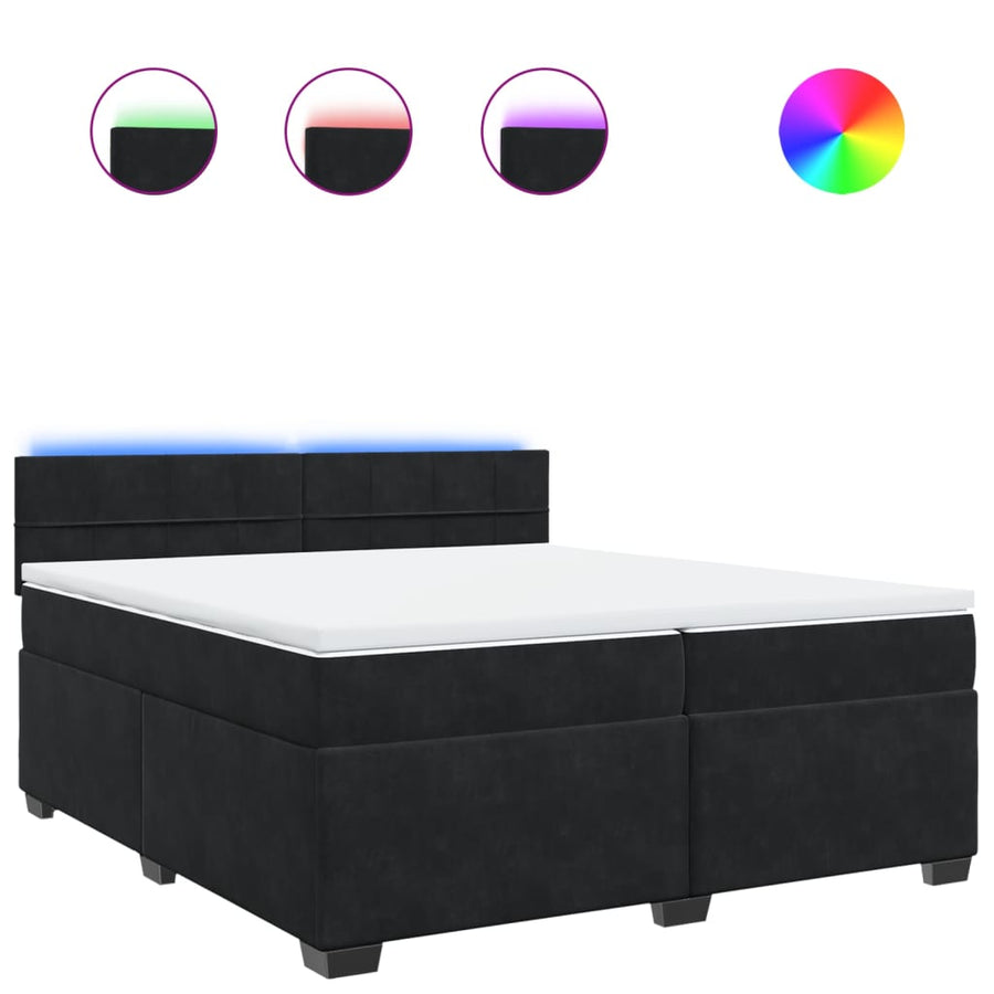Boxspring met matras fluweel zwart 200x200 cm