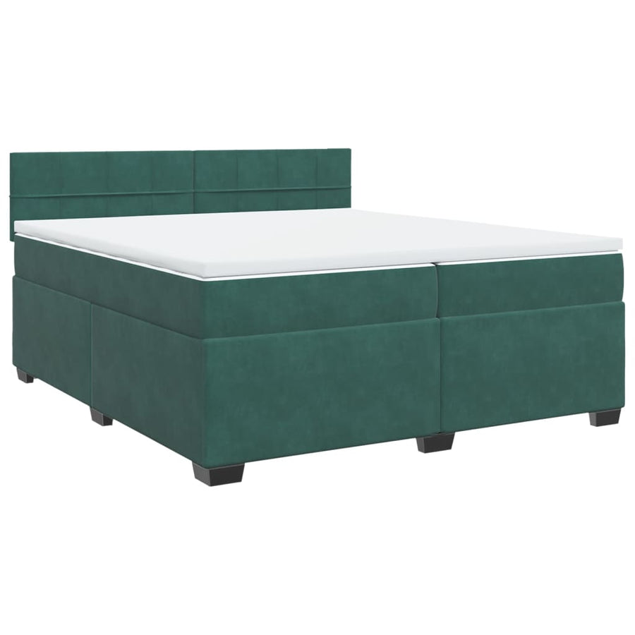 Boxspring met matras fluweel donkergroen 200x200 cm