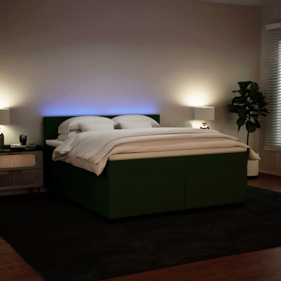 Boxspring met matras fluweel donkergroen 200x200 cm