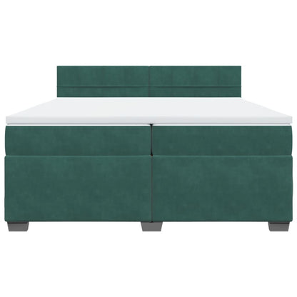 Boxspring met matras fluweel donkergroen 200x200 cm