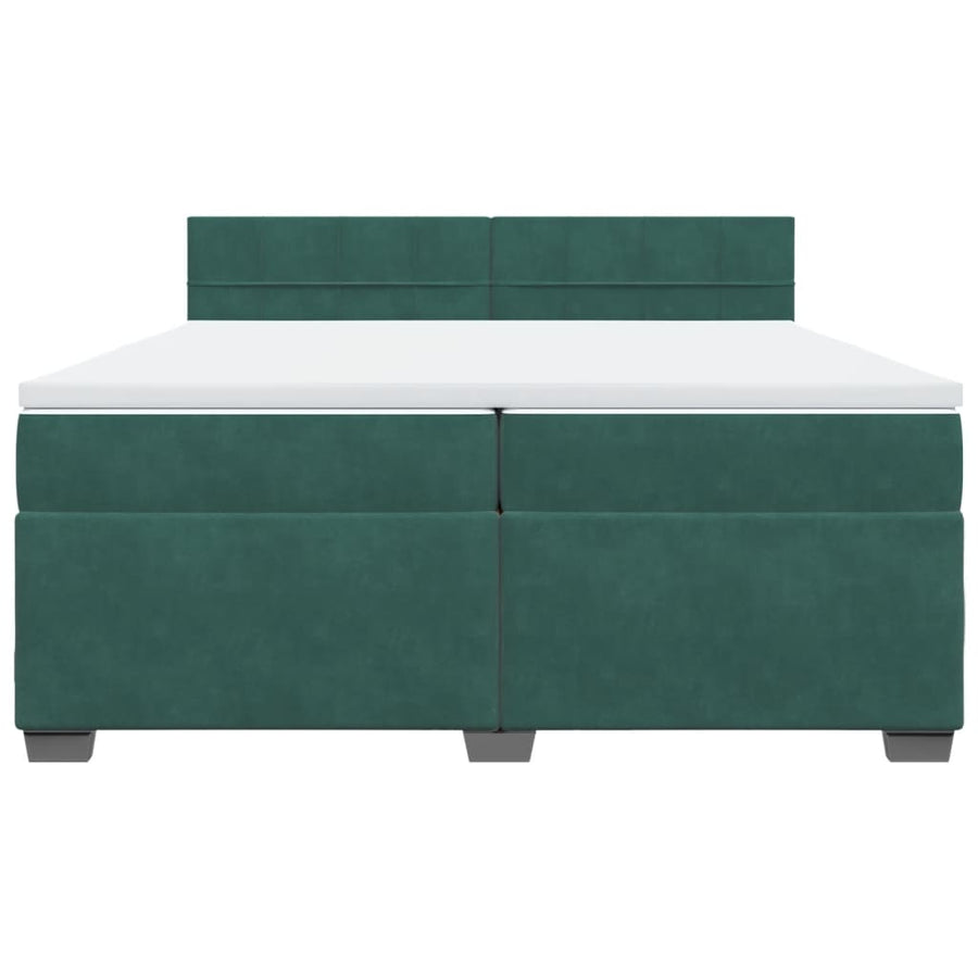 Boxspring met matras fluweel donkergroen 200x200 cm