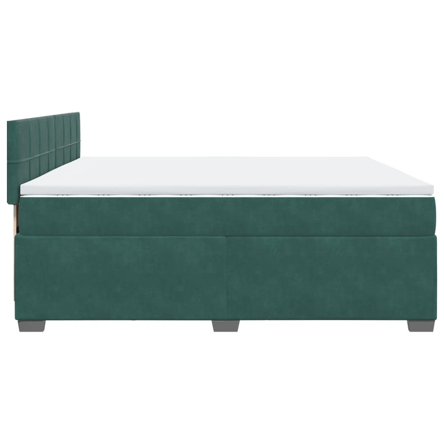 Boxspring met matras fluweel donkergroen 200x200 cm