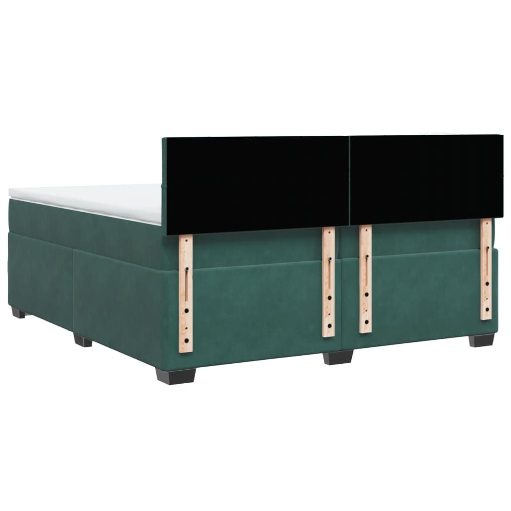 Boxspring met matras fluweel donkergroen 200x200 cm