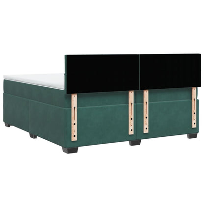 Boxspring met matras fluweel donkergroen 200x200 cm