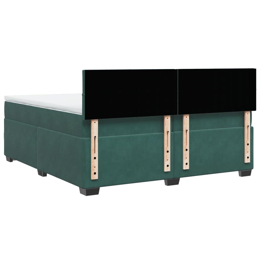 Boxspring met matras fluweel donkergroen 200x200 cm