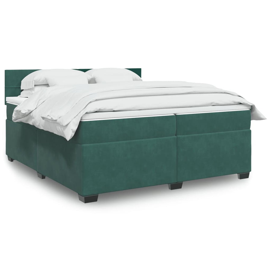 Boxspring met matras fluweel donkergroen 200x200 cm