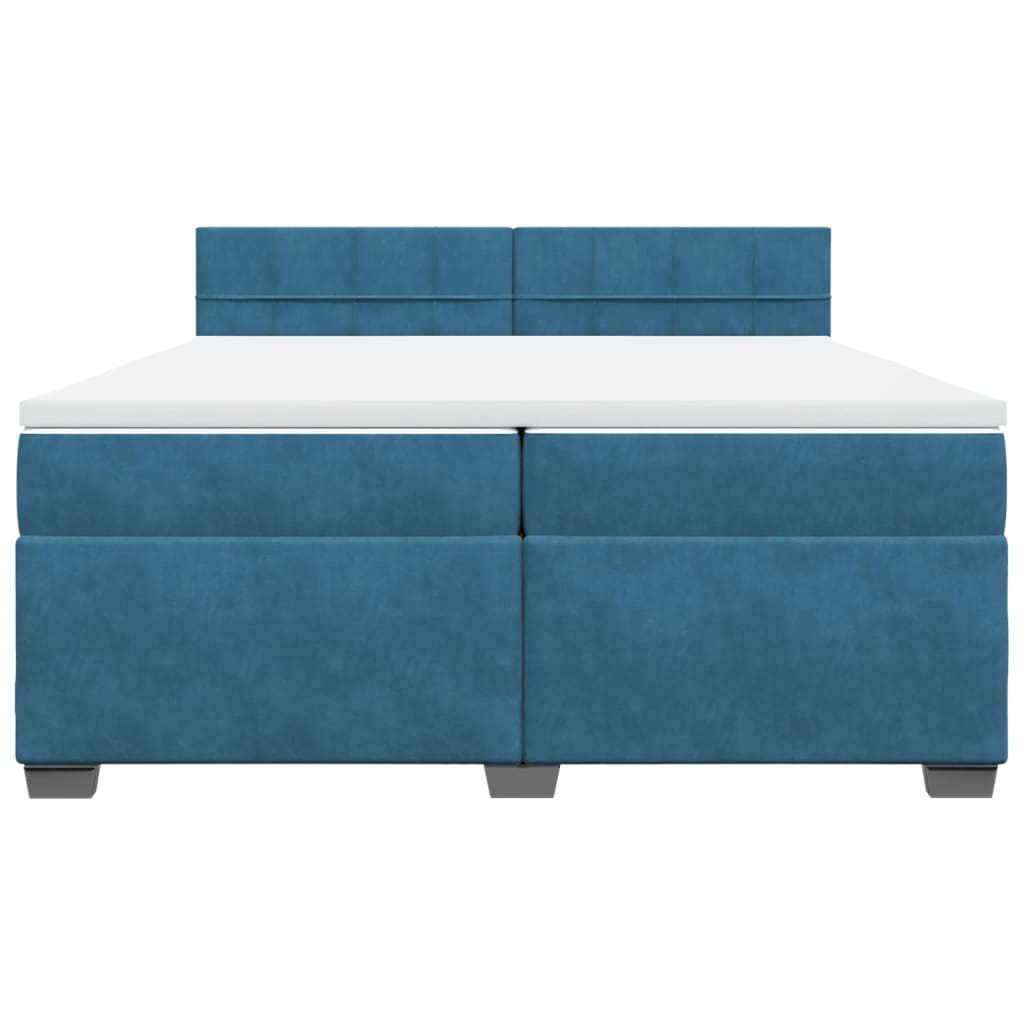 Boxspring met matras fluweel blauw 200x200 cm