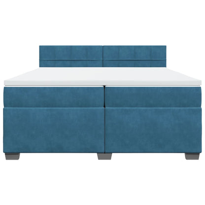 Boxspring met matras fluweel blauw 200x200 cm