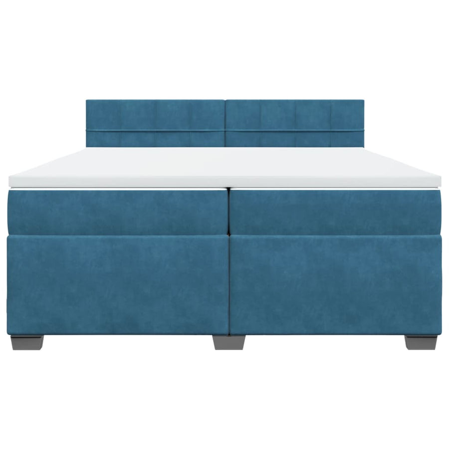 Boxspring met matras fluweel blauw 200x200 cm