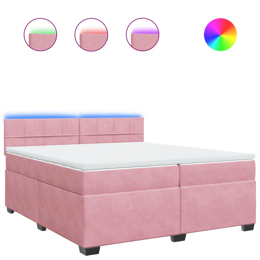 Boxspring met matras fluweel roze 200x200 cm