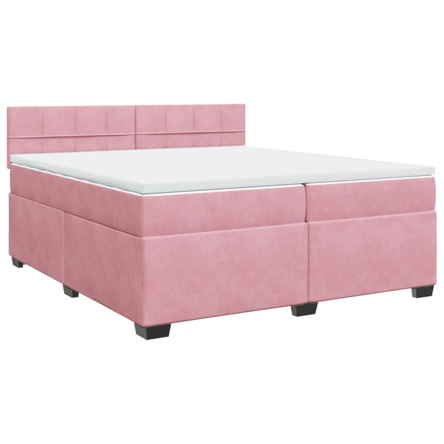 Boxspring met matras fluweel roze 200x200 cm