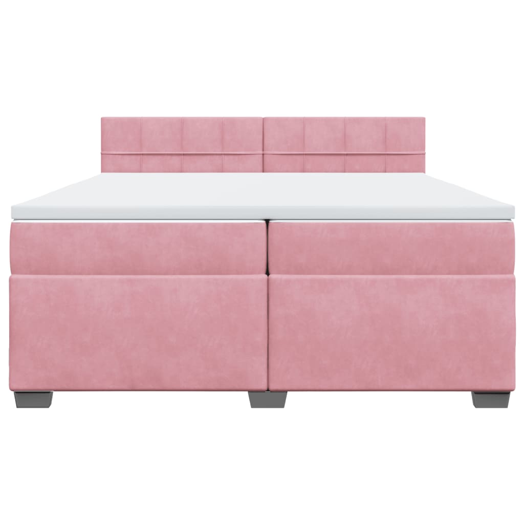 Boxspring met matras fluweel roze 200x200 cm