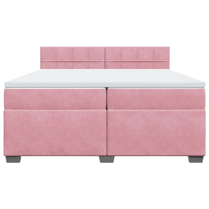 Boxspring met matras fluweel roze 200x200 cm