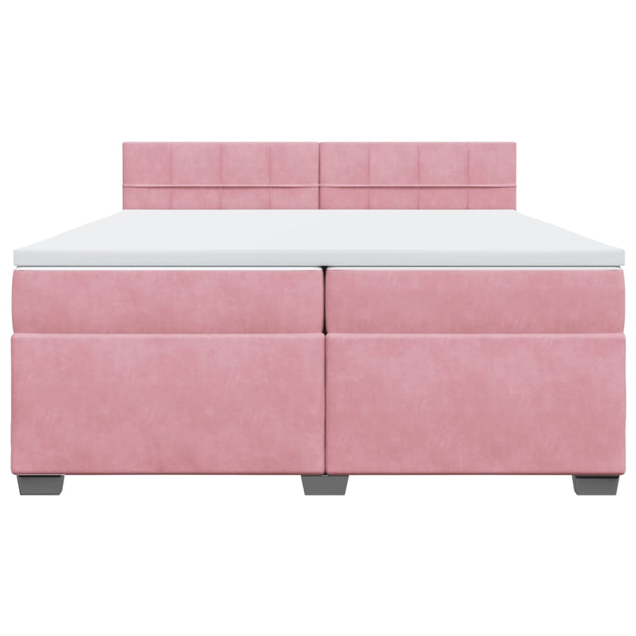 Boxspring met matras fluweel roze 200x200 cm