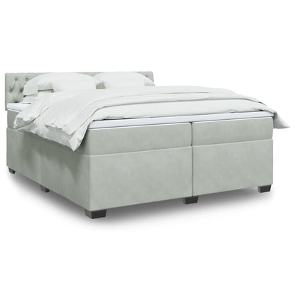 Boxspring met matras fluweel lichtgrijs 200x200 cm