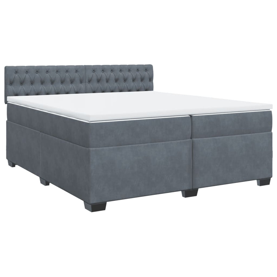 Boxspring met matras fluweel donkergrijs 200x200 cm
