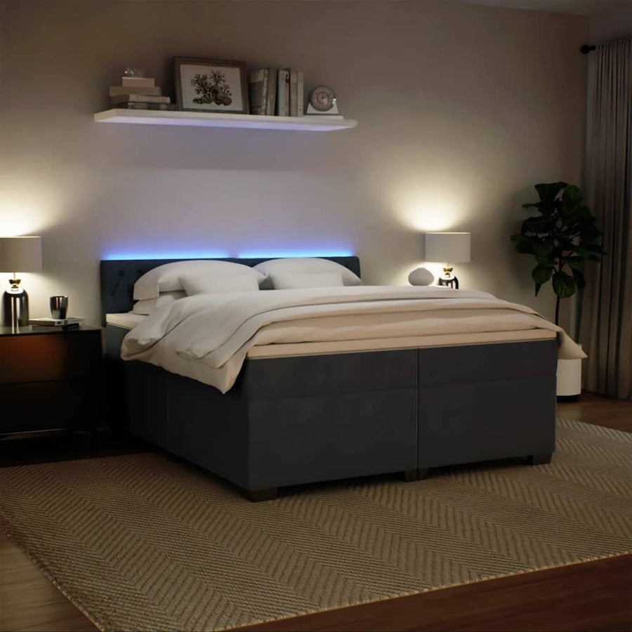 Boxspring met matras fluweel donkergrijs 200x200 cm