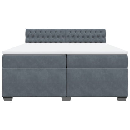 Boxspring met matras fluweel donkergrijs 200x200 cm