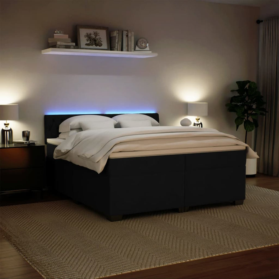 Boxspring met matras fluweel zwart 200x200 cm