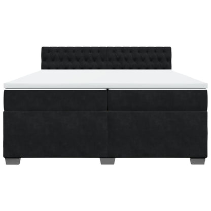Boxspring met matras fluweel zwart 200x200 cm