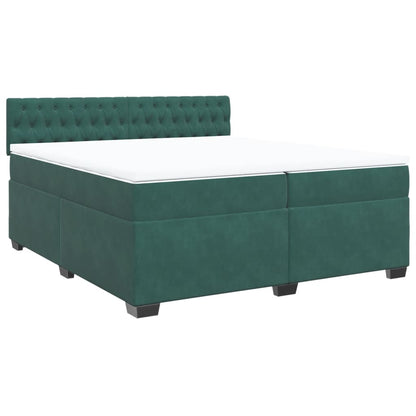 Boxspring met matras fluweel donkergroen 200x200 cm