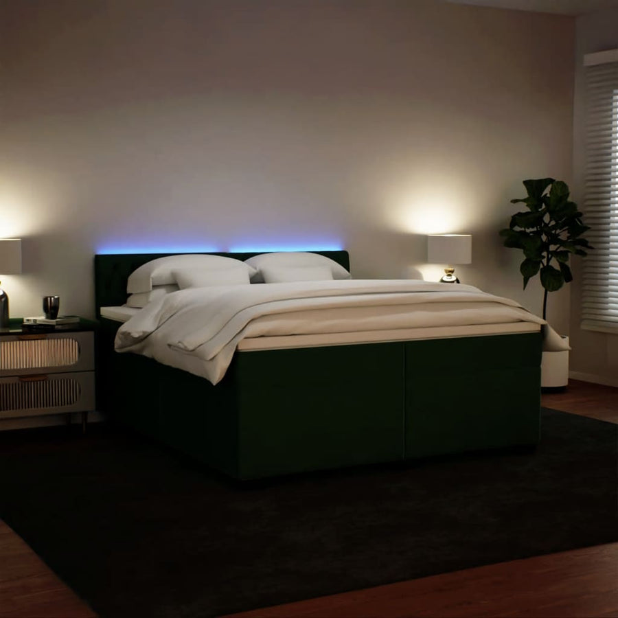 Boxspring met matras fluweel donkergroen 200x200 cm
