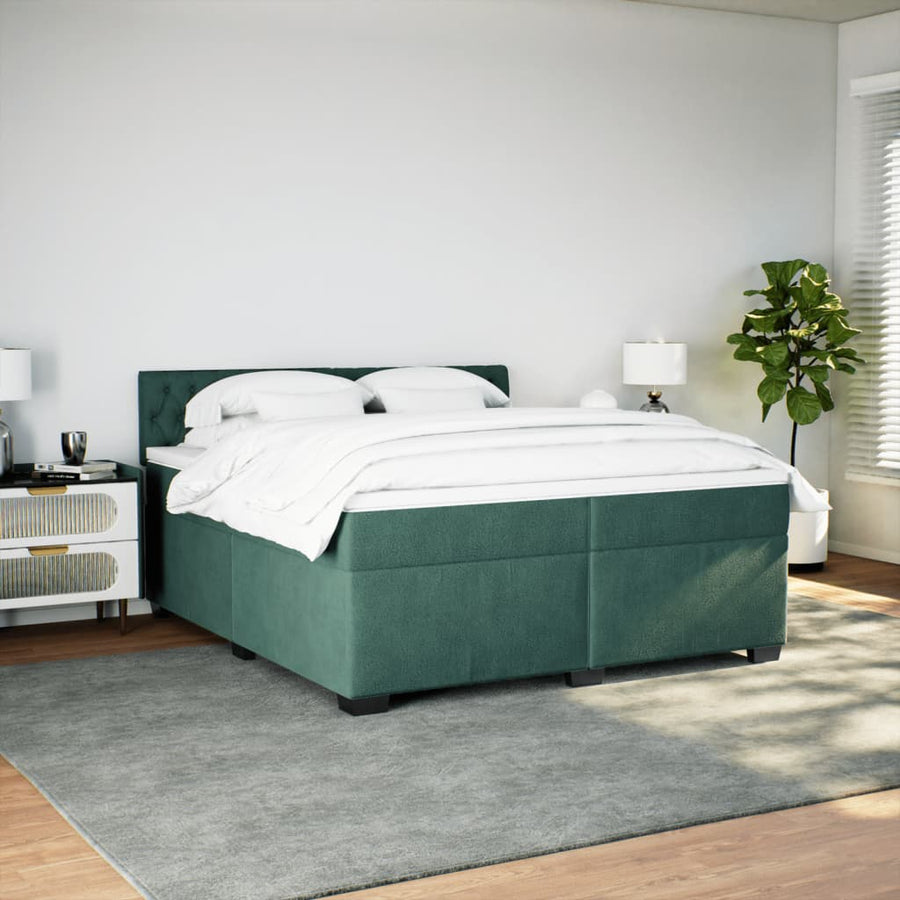 Boxspring met matras fluweel donkergroen 200x200 cm