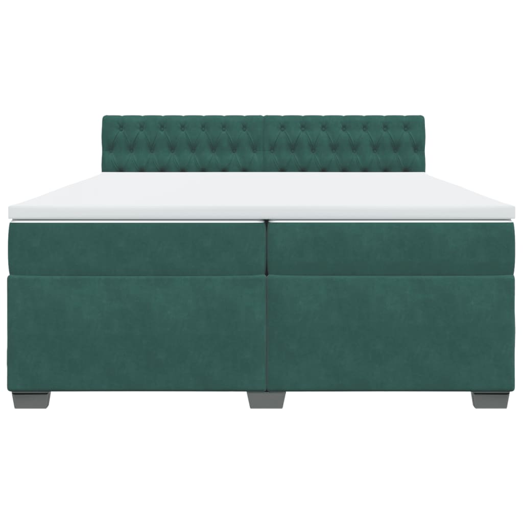 Boxspring met matras fluweel donkergroen 200x200 cm