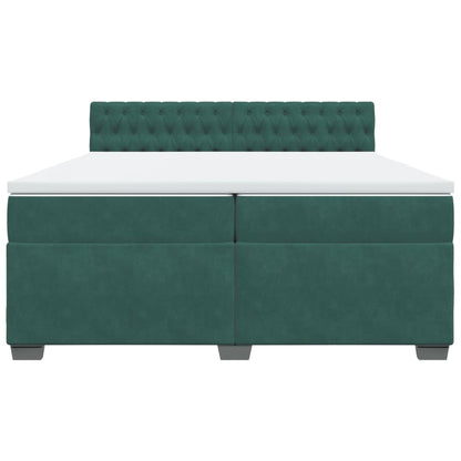 Boxspring met matras fluweel donkergroen 200x200 cm