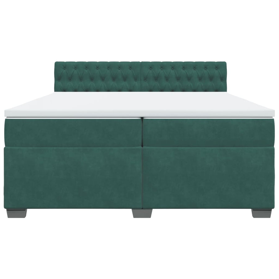 Boxspring met matras fluweel donkergroen 200x200 cm
