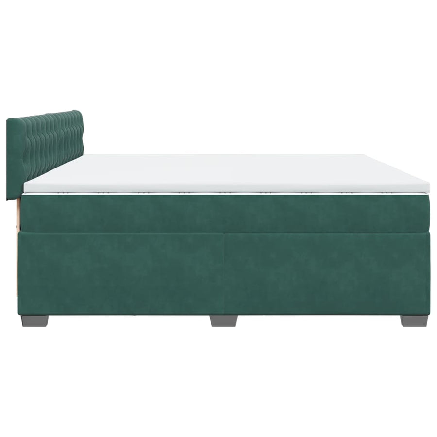 Boxspring met matras fluweel donkergroen 200x200 cm